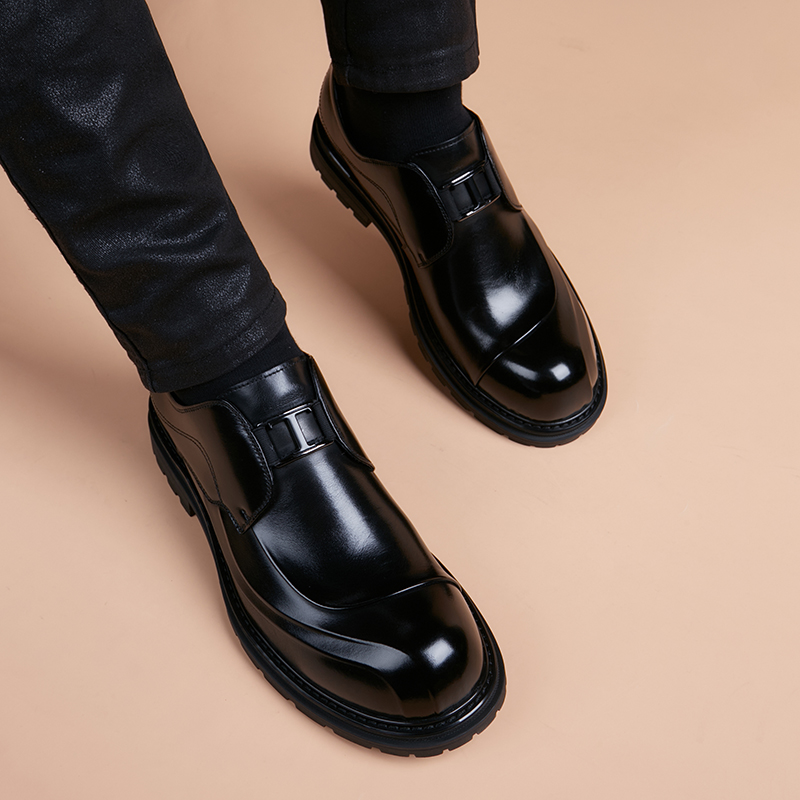 皮鞋男款真皮2025爆款英伦风商务休闲鞋高档正品痞帅高级感内增高