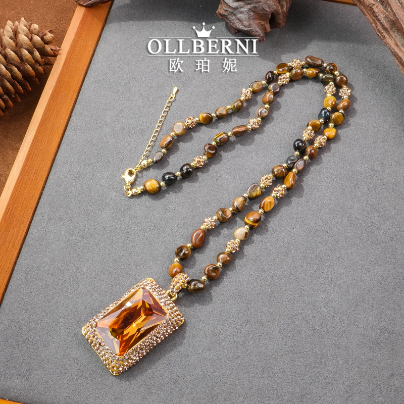 OLLBERNI/欧珀妮 铜合金项链 气质轻奢金色手工双色百搭项链2093