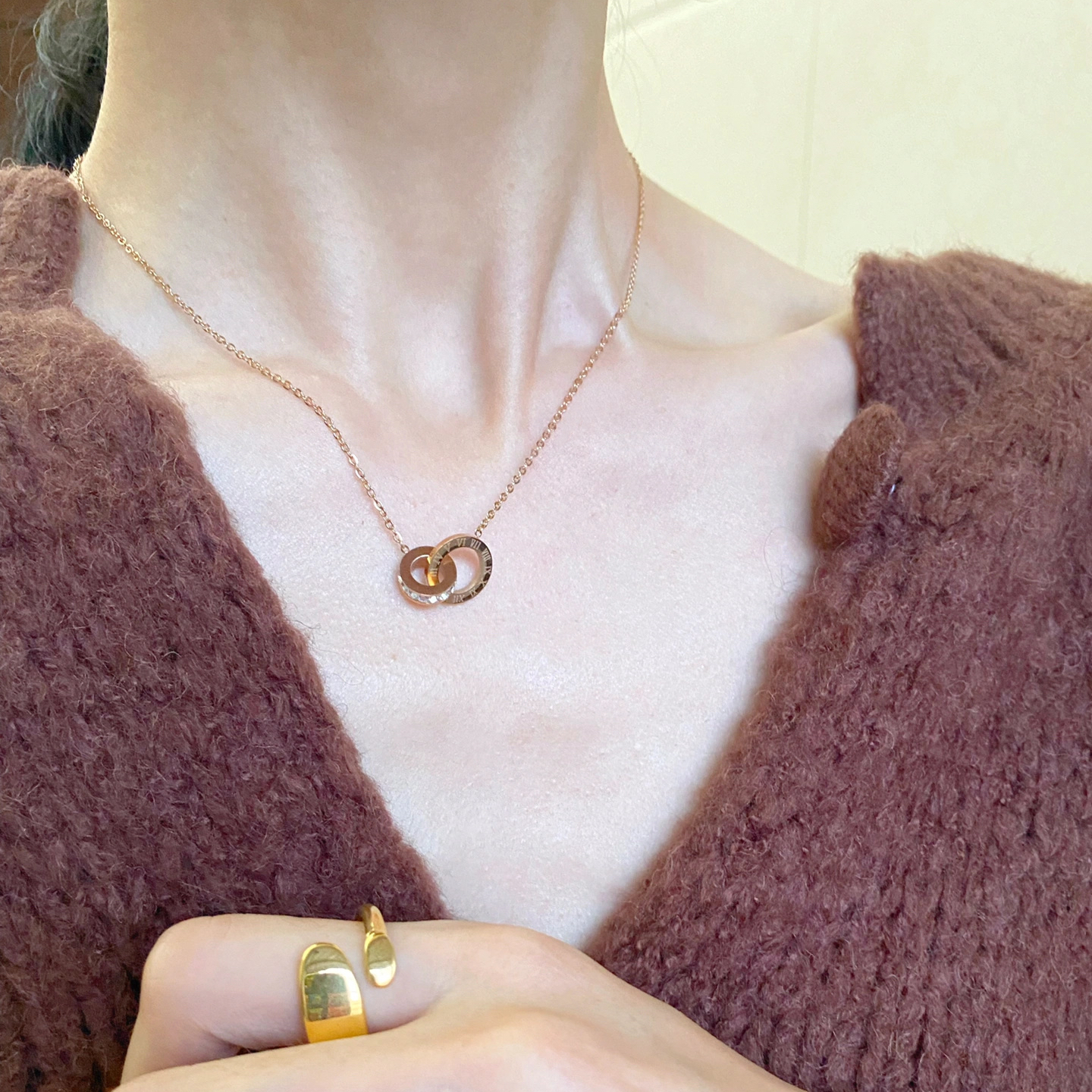 钛钢项链 幸运环ins冷淡风几何圆环锁骨链女百搭项链不掉色首饰品