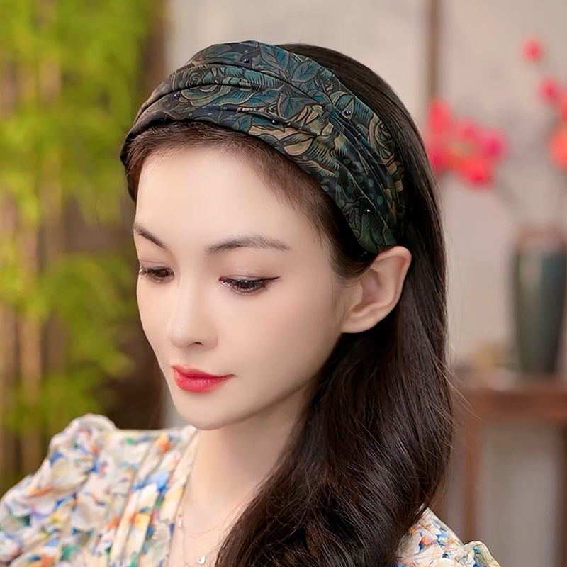 布塔8厘米云锦织金非遗之美女士半帽遮白发真丝桑蚕丝宽边发箍