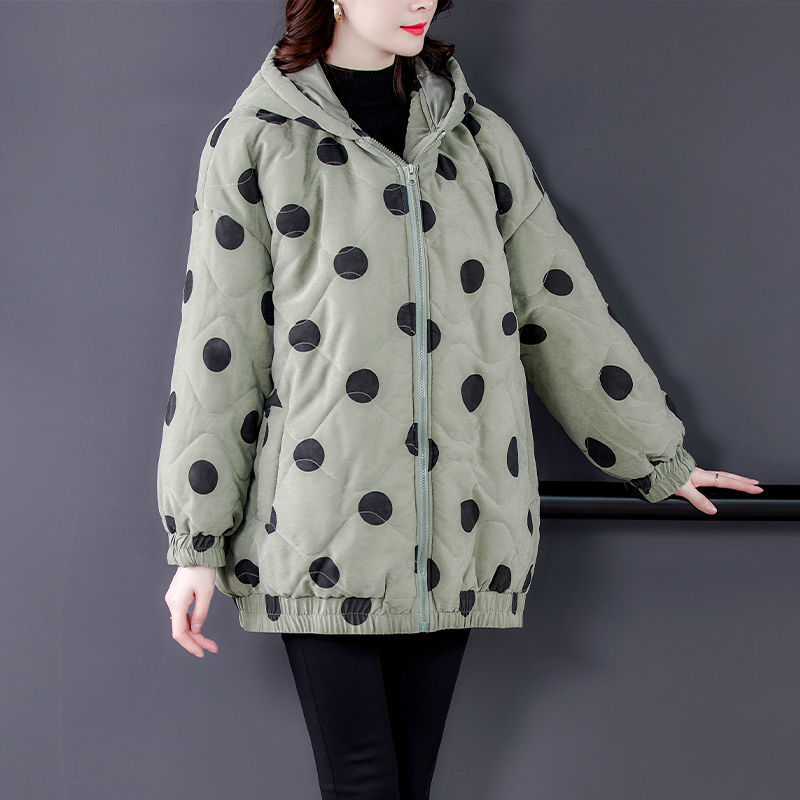 中长款宽松遮肚洋气棉服外套女胖mm大码2024新款春装加厚棉袄棉衣