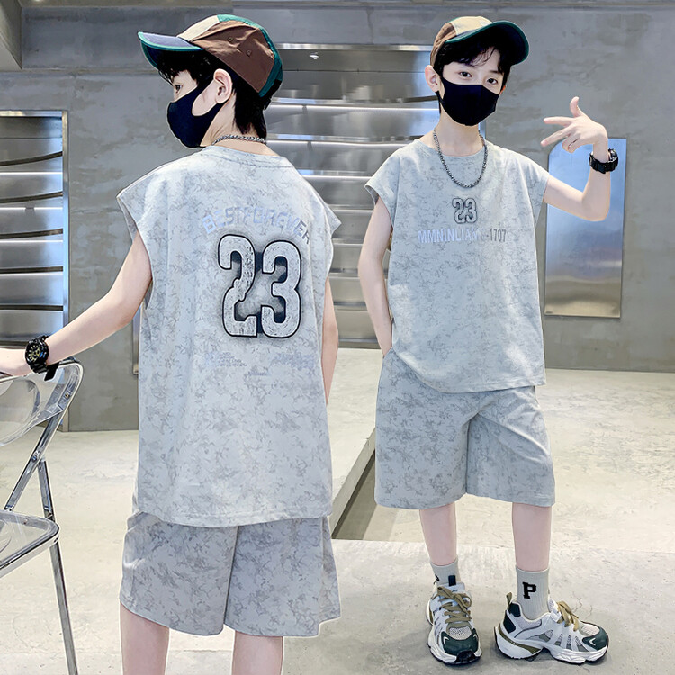 男童23号篮球服夏装背心套装新款中大儿童夏季运动男孩无袖棉球衣