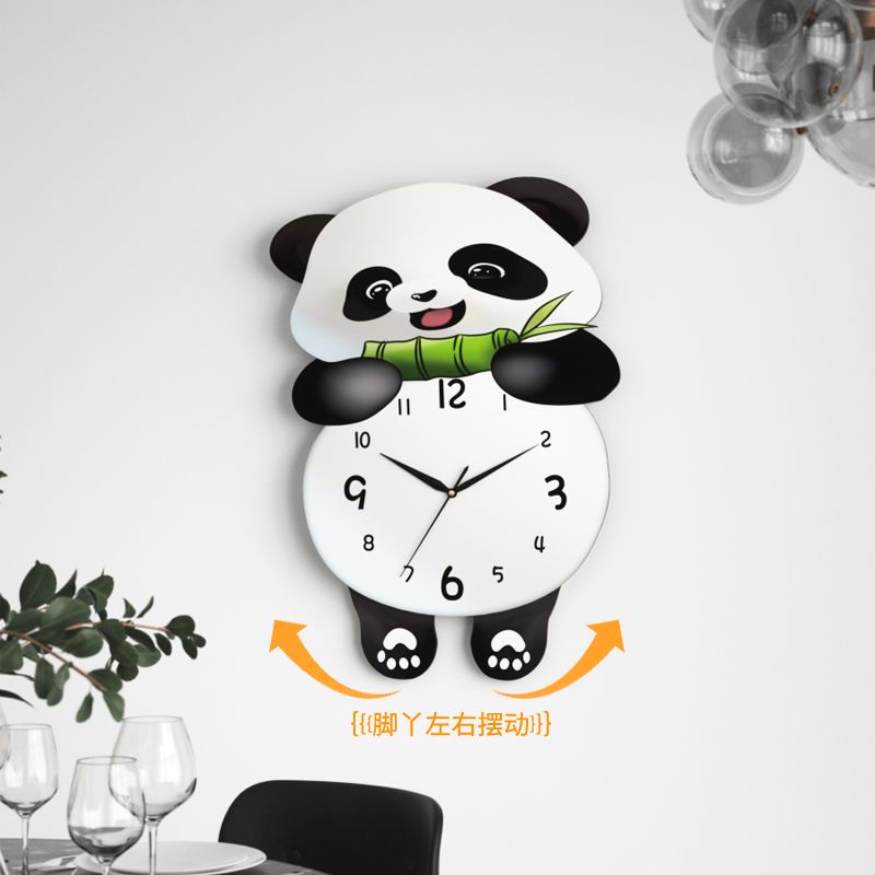 熊猫钟表客厅静音表时钟挂墙新款创意石英钟墙上挂表家用挂钟