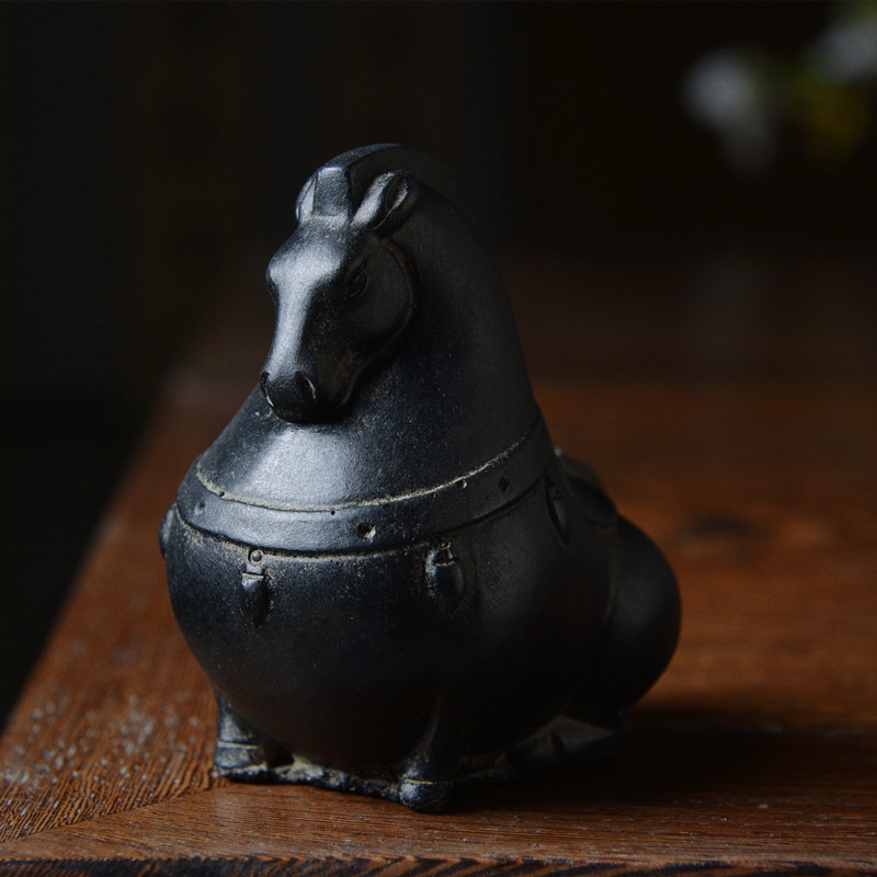 雲植.仿古中国风小唐马摆件可爱仿石禅意中国风创意小茶宠小摆件