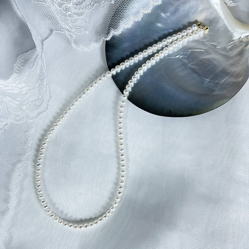 【破冰专属】[灿若繁星]G18k金3.5-4.5mm法式强光baby珍珠气质项链