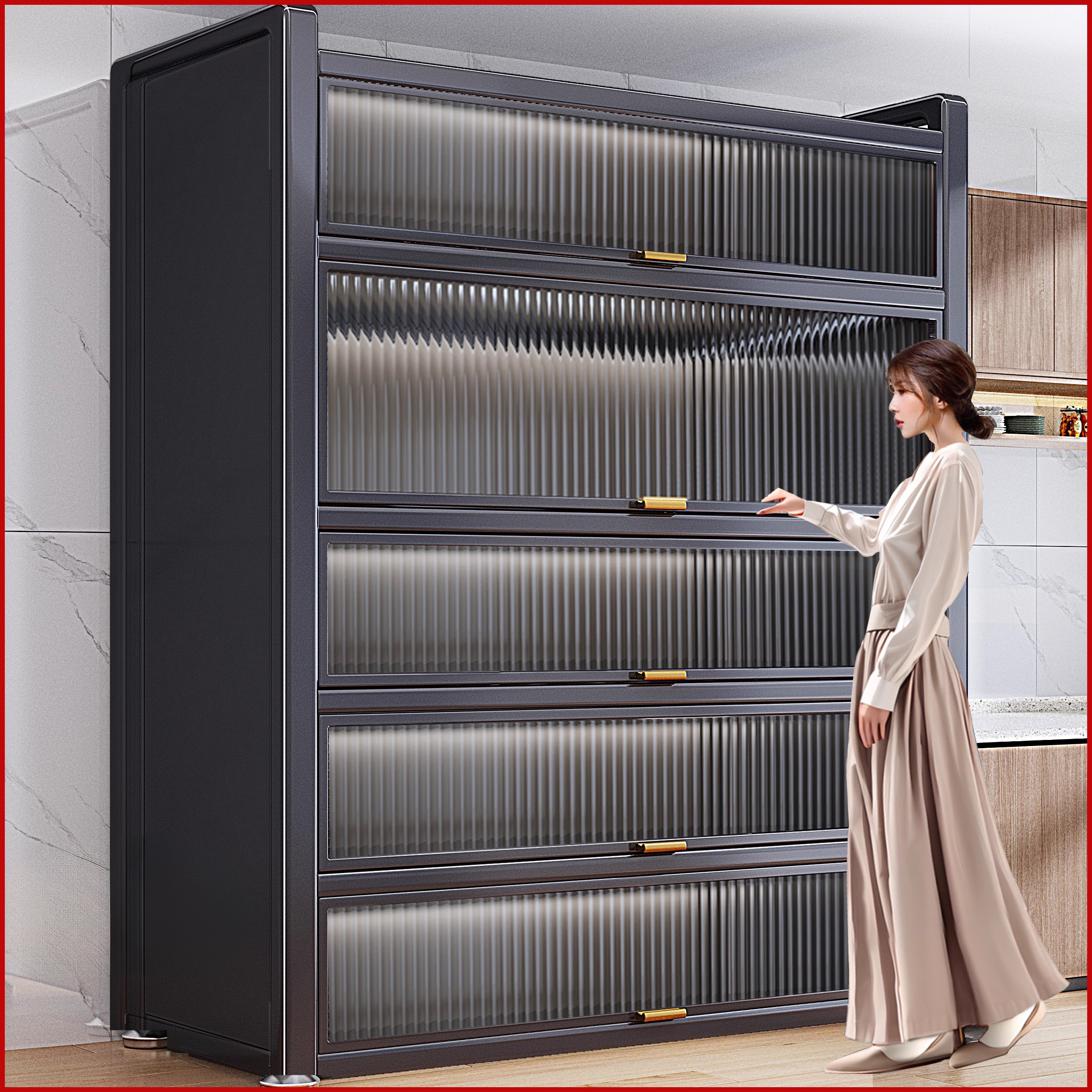 帅仕厨房置物架落地多层家用多功能收纳柜子靠墙简约餐边储物橱柜