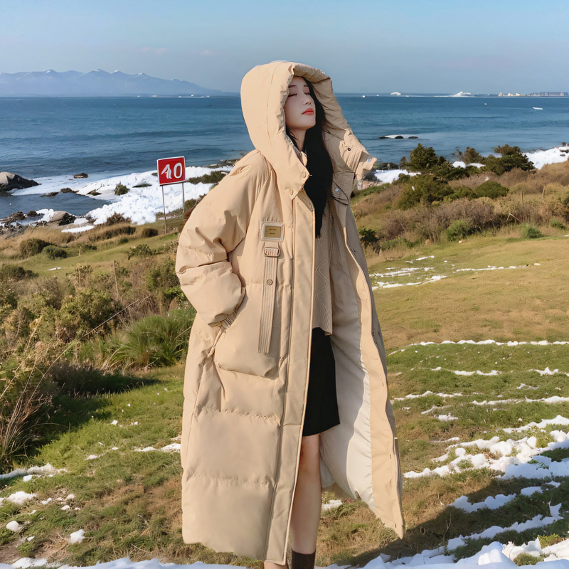 高级感超好看羽绒棉服女长款2025冬新款韩版宽松过膝炸街加厚棉衣