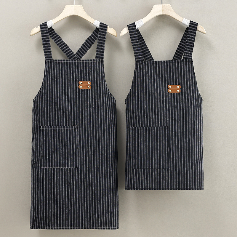 简约大气交叉款双肩围腰家用厨房新款帆布围裙女工作服定制logo