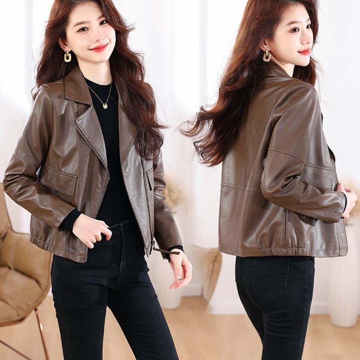 2025春秋新款韩版皮衣外套皮夹克修身加绒短款机车服网红加厚时尚