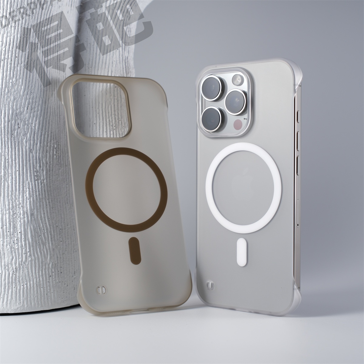 得葩无边框半透苹果17promax磁吸手机壳iPhone16轻薄裸感14/13/15