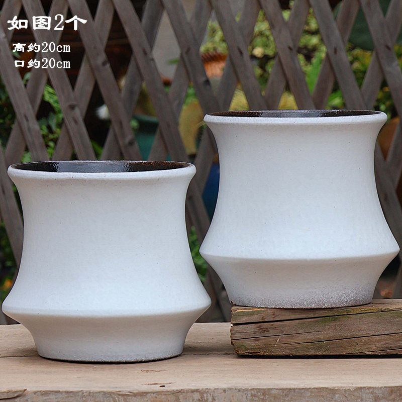 大口径多肉花盆高桩绿萝手工粗陶透气个性复古陶瓷盆