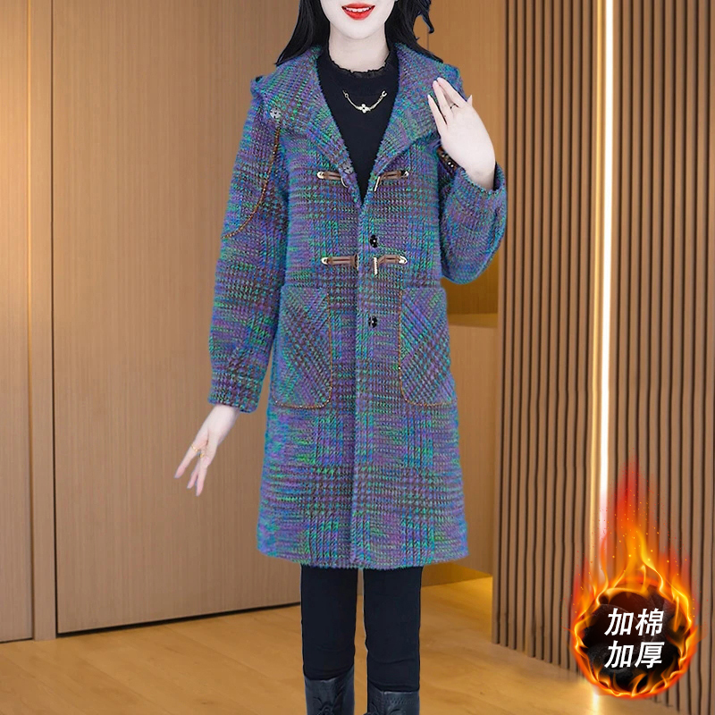 品牌小香风连帽时尚毛呢外套女2025秋冬新款休闲加厚保暖爆款外套