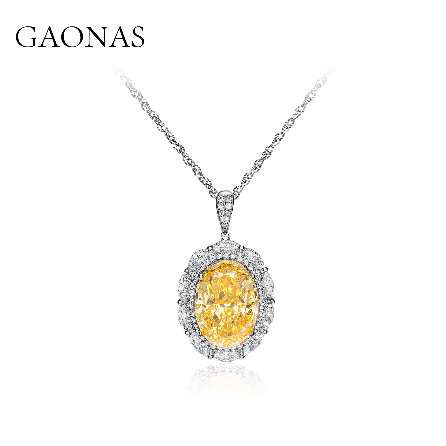 GAONAS 吊坠925银合成锆石  GAONAS 大克拉黄色椭圆吊坠 YD052870