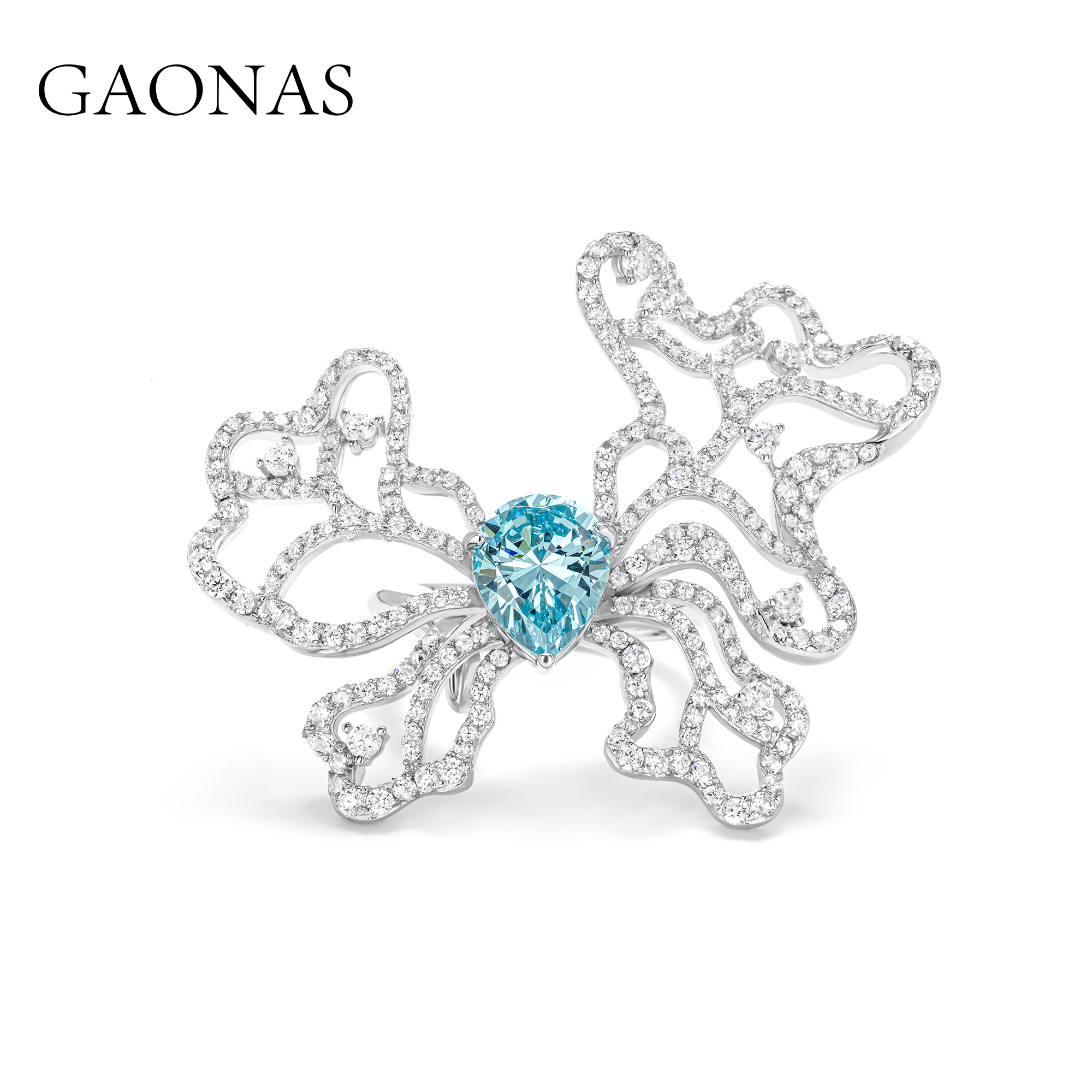 GAONAS 925银合成锆石戒指  高纳仕 时尚帕拉蝴蝶戒指 PLJ091450