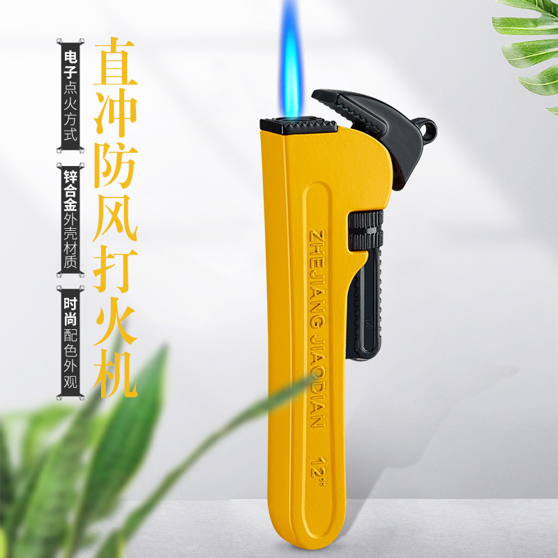 潮流趣味管钳充气防风打火机直冲蓝火焰点烟器打火机礼品批发gb1
