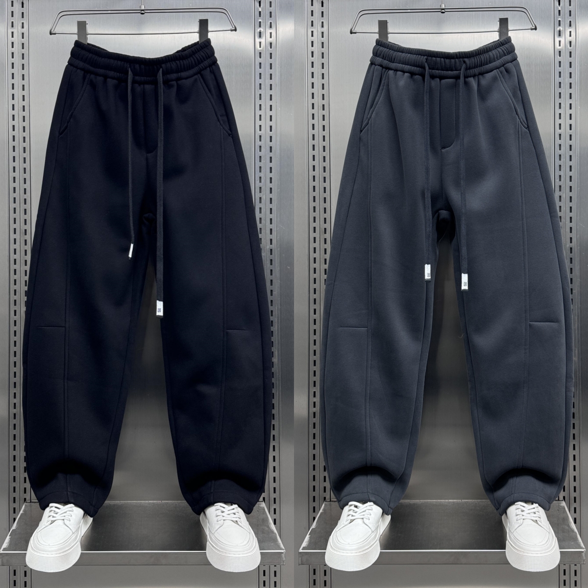 秋冬2025新款运动卫裤男士潮牌宽松休闲直筒裤纯色加绒加厚休闲裤