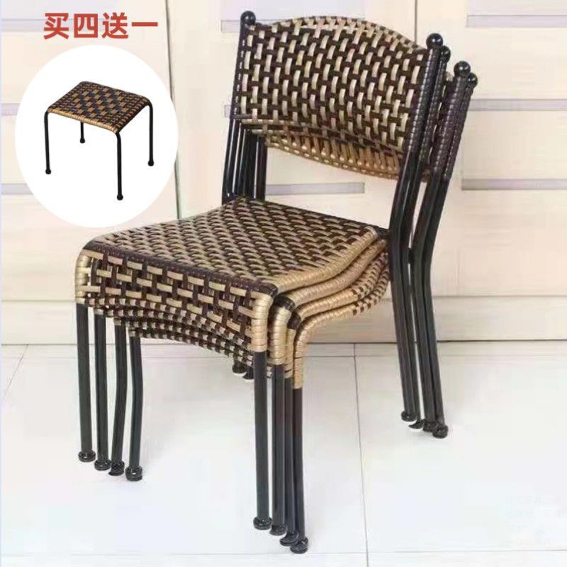 家用小藤椅子靠背椅客厅阳台家用休闲手工编织藤椅矮凳子餐椅