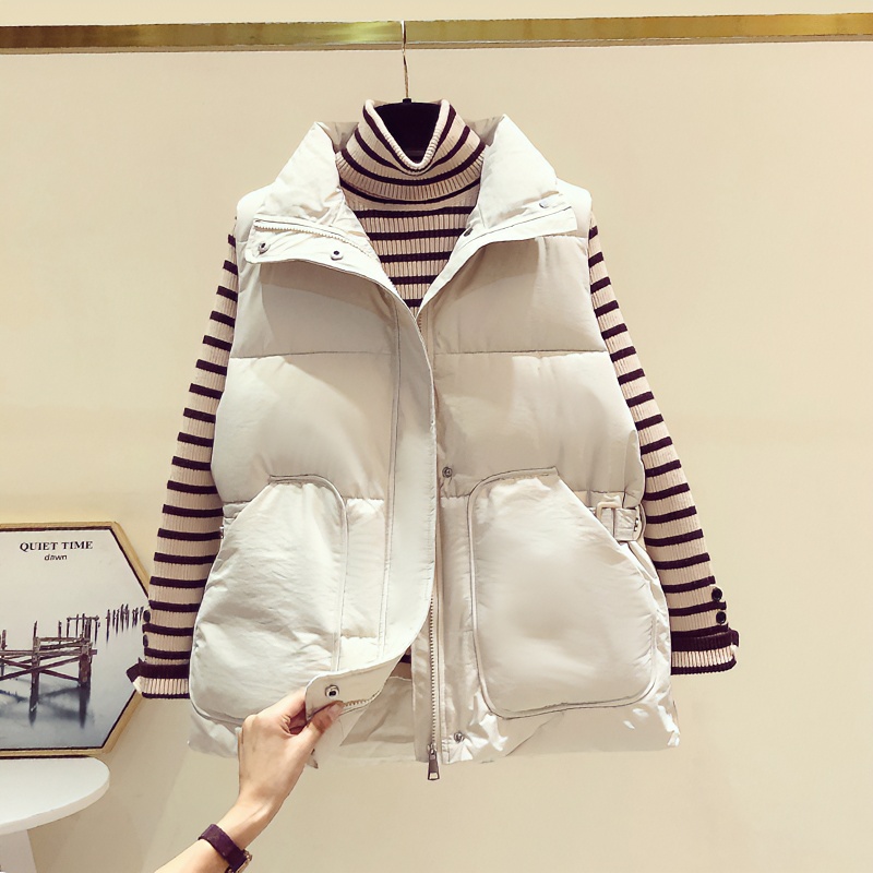 秋冬新款时尚百搭立领马甲坎肩女2024宽松外穿显瘦保暖马夹上衣