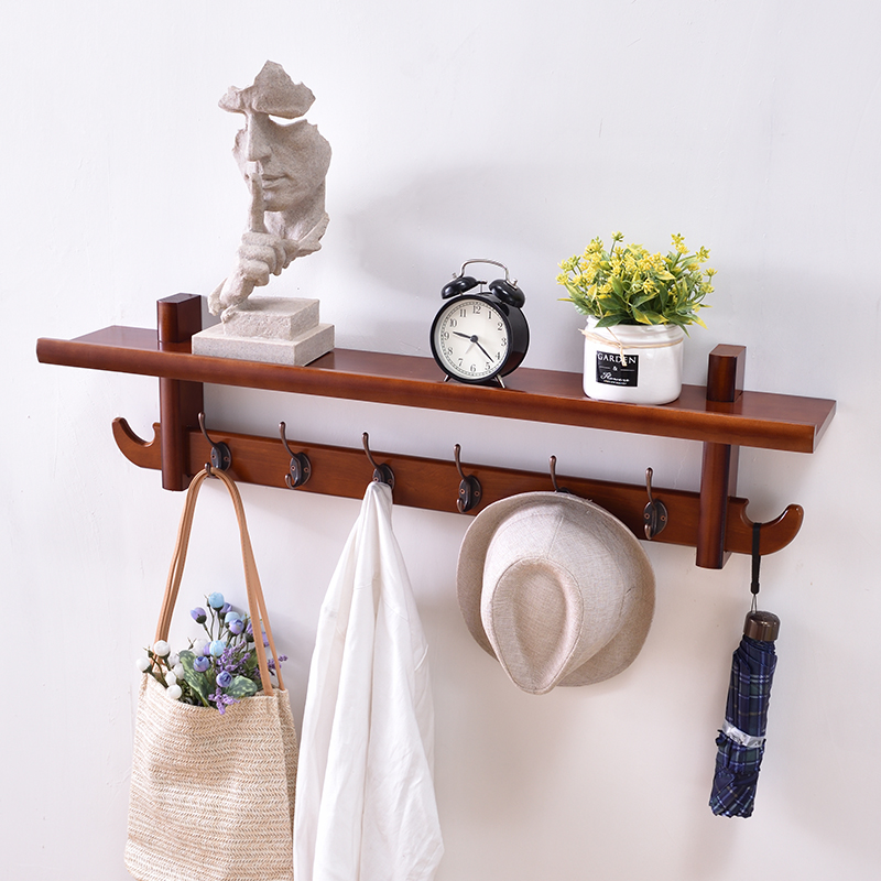 挂衣架墙上壁挂卧室多功能衣帽钩实木创意轻奢入户挂钩置物衣帽架