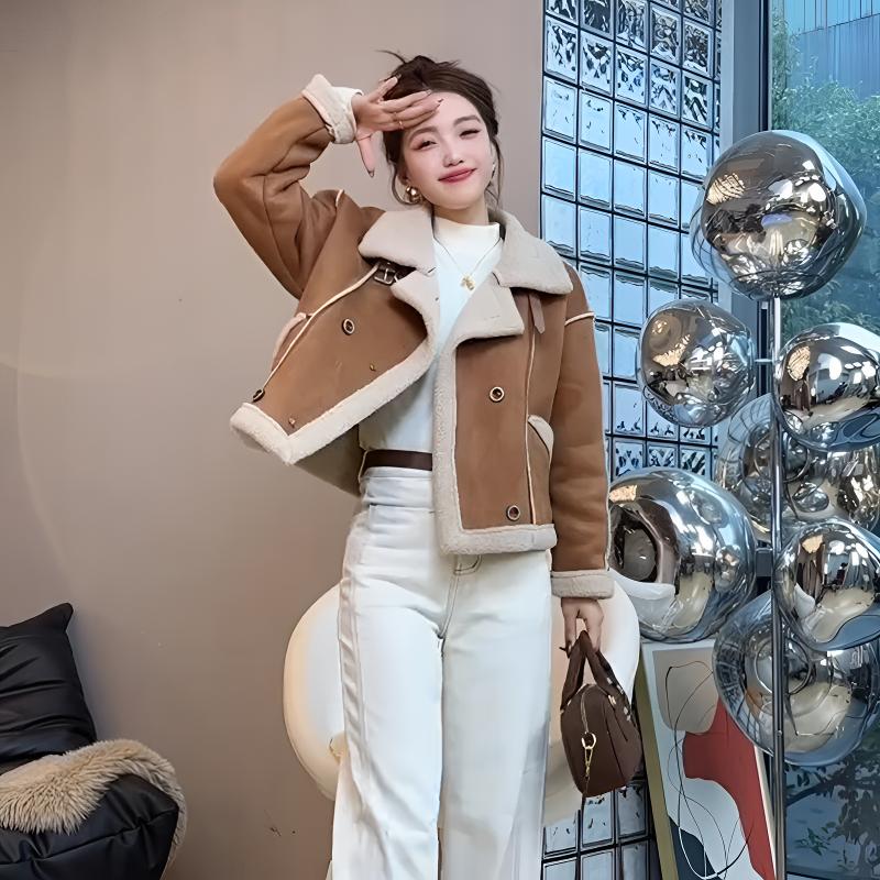 秋冬款加厚羊羔绒机车外套女2025新款小香风时尚百搭皮毛一体上衣