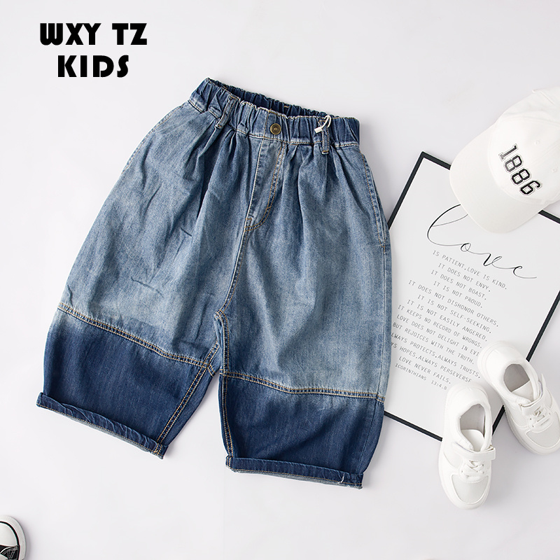 zb1534男童夏装牛仔七分裤夏薄款洋气儿童装潮男孩休闲中裤宽松