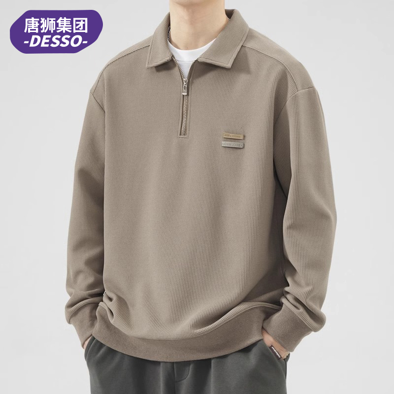 唐狮集团DESSOPOLO衫卫衣男士潮牌秋冬翻领宽松休闲长袖上衣