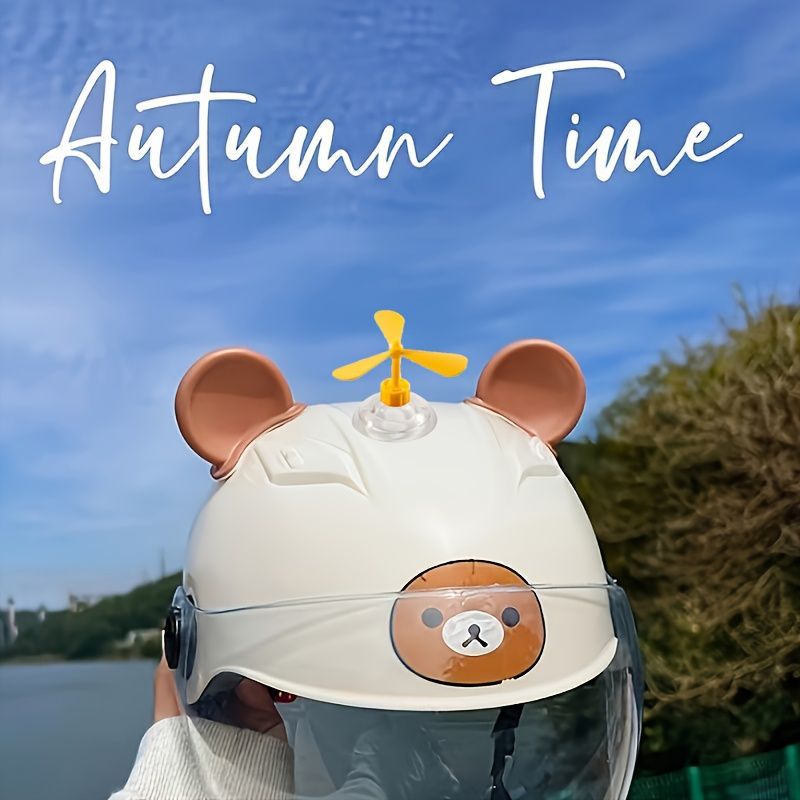 电动车头盔装饰品可爱熊耳竹蜻蜓小风车猫耳摩托车头盔顶部装饰