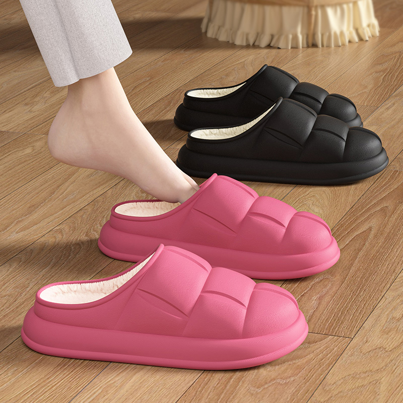 防水棉拖鞋女家居保暖加绒可外穿棉拖保暖棉拖鞋男士软底毛绒居家