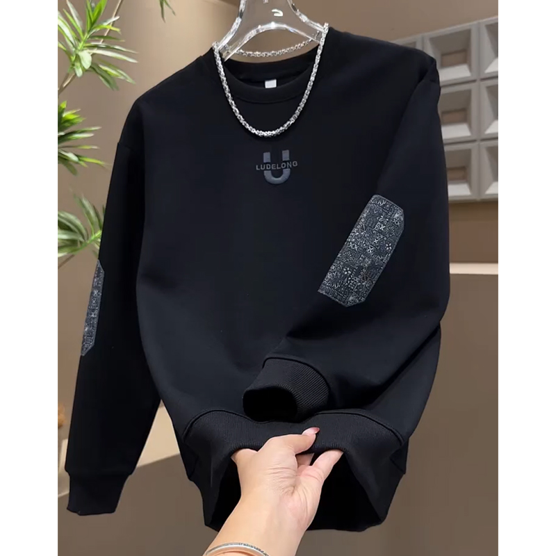 男式秋冬卫衣韩版穿搭刺绣加绒打底衫男款加厚上衣青少年潮牌衣服