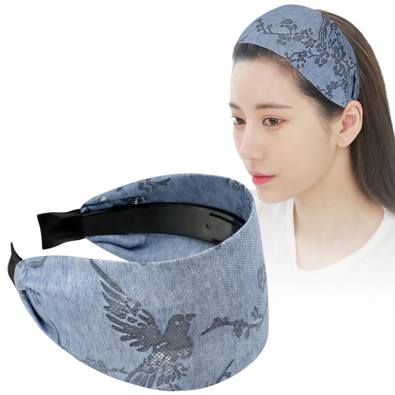 宽边遮白发发箍妈妈头饰蕾丝洋气带齿防滑压发发卡刺绣头箍发带女