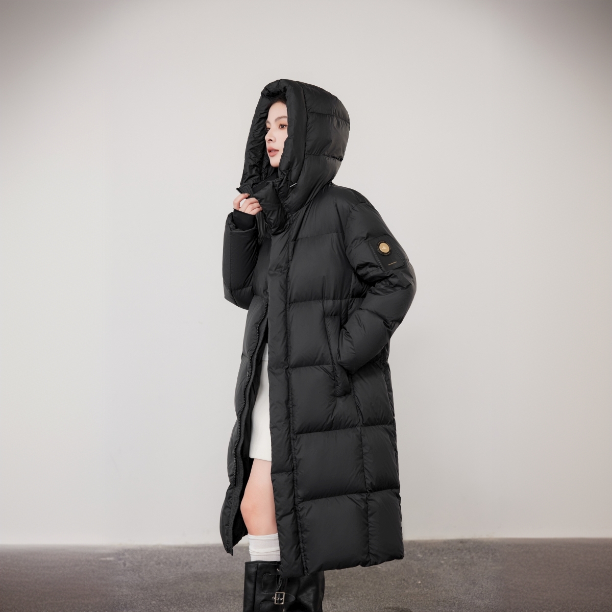 【方标衣长108】2025新款情侣款长款连帽过膝羽绒服白鸭绒保暖冬季