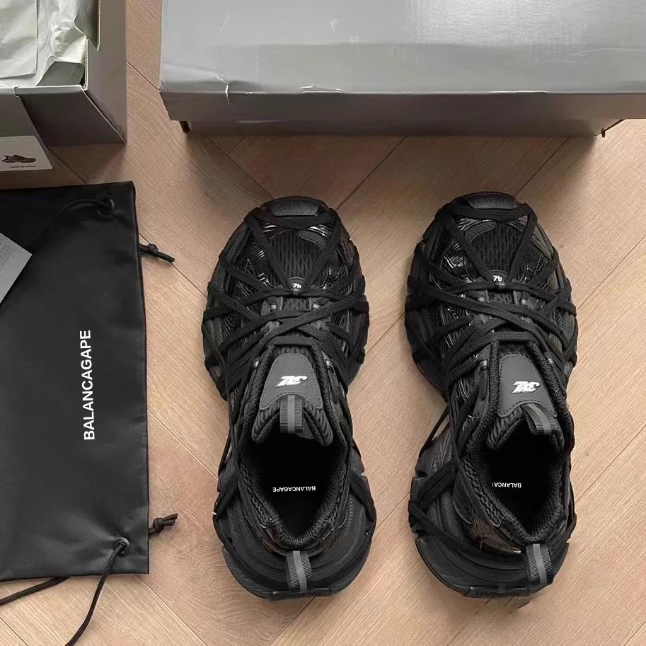 巴黎3xl老爹鞋黑武士蜘蛛侠绑带情侣款秋冬厚底增高运动休闲鞋潮