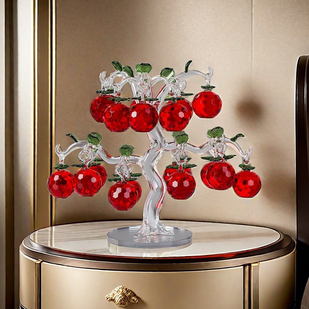 【18挂】水晶玻璃苹果树摆件轻奢创意高档玄关电视柜酒柜工艺品摆件