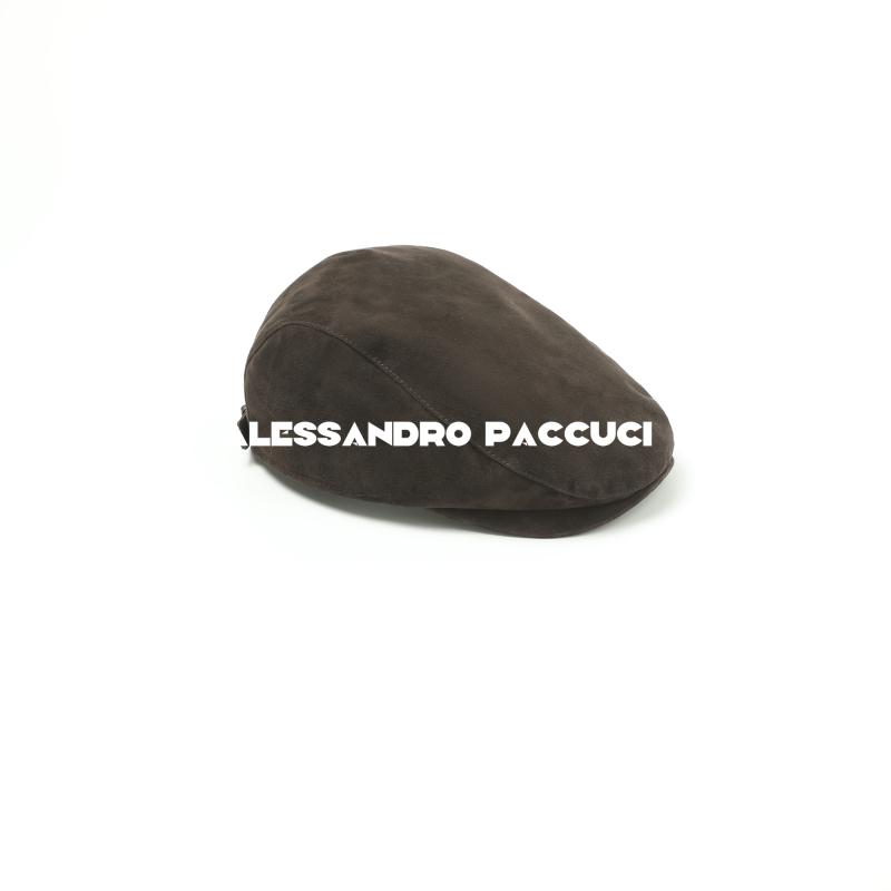 AP洛哥44152AM【有范儿】羊皮棕色复古感可调节时尚秋冬百搭鸭舌帽