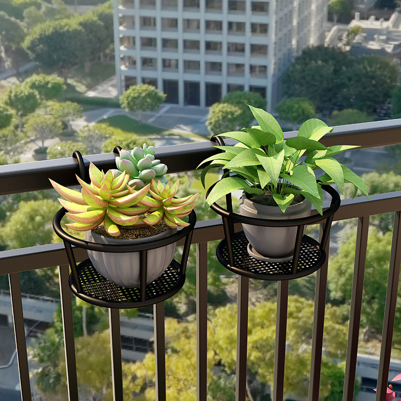 清仓挂壁花盆架防护栏绿植室外庭院花卉挂钩花架子阳台悬挂式花架