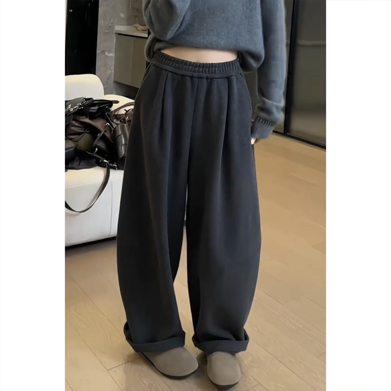 艾塔莉直筒休闲裤子女秋冬新款小个子胖mm显瘦阔腿裤大码拖地裤