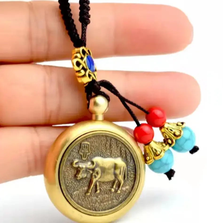 黄铜十二生肖复古风转转汽车创意钥匙扣挂件