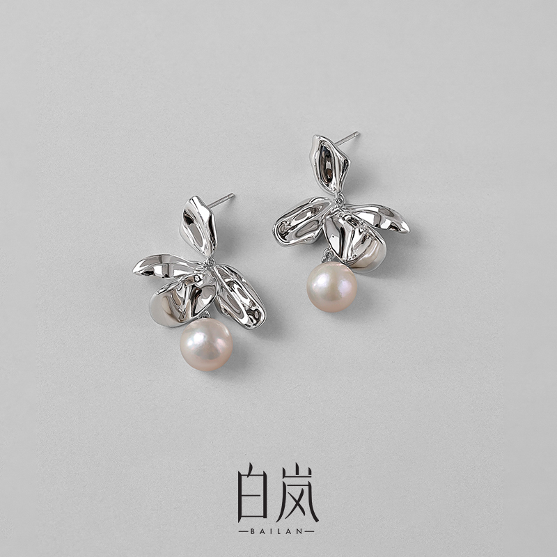 白岚珍珠飞花耳钉春日花花S925轻奢气质设计珍珠耳环耳饰ED3214
