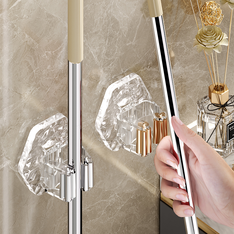 拖把壁挂夹免打孔拖把扫把挂钩卫生间浴室拖把夹架神器卡扣固定架