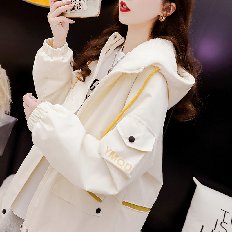 加绒加厚羊羔绒棉服外套女秋冬季2025新款宽松慵懒风休闲连帽棉衣