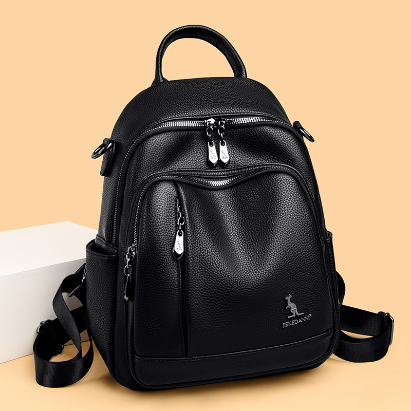 品牌真皮双肩包女包新款时尚书包女士百搭牛皮背包软皮外出旅行包