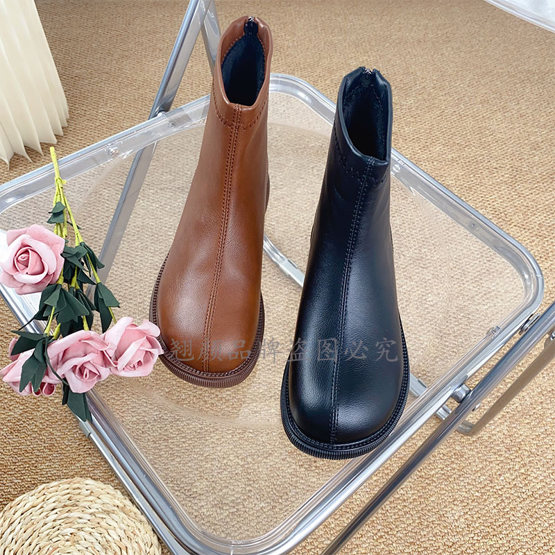 【翘颜品牌】秋冬休闲气质复古切尔西加厚加绒瘦瘦靴N8818