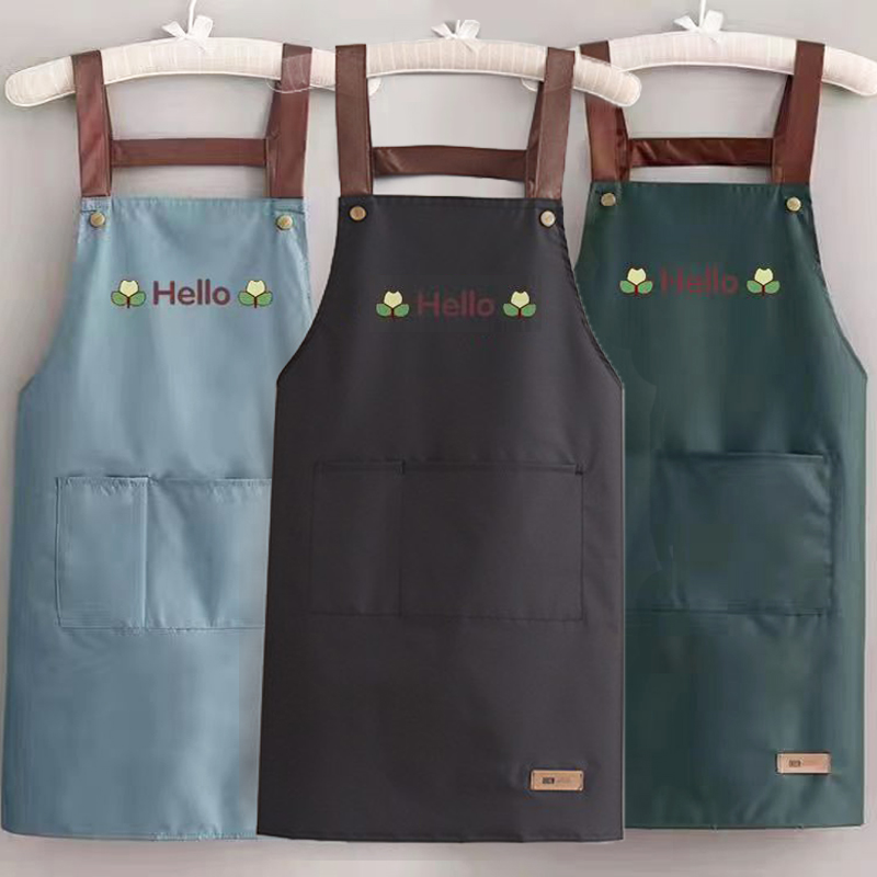 防水耐脏防油围裙围裙成人家用上班可爱时尚夏天薄款围裙厨房专用