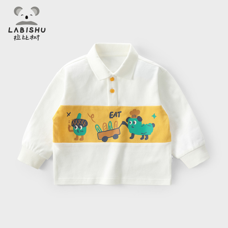 拉比树童装男童T恤秋季新款男女宝宝长袖polo衫秋季宝宝衣服