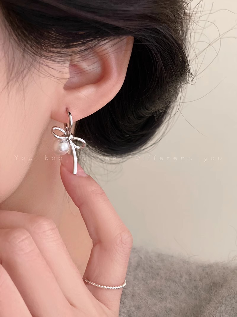 铜合金耳饰 芭蕾少女蝴蝶结耳钉耳扣女小众设计耳钉气质温柔耳饰