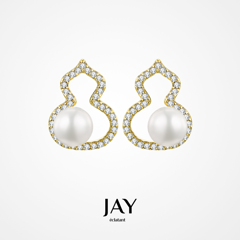 小葫芦珍珠耳钉小香风耳饰耳环2025新款爆款高级感时尚轻奢女耳饰