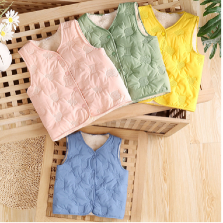 2025秋冬新款男童女童宽松马甲薄款棉服压花宝宝轻薄儿童保暖