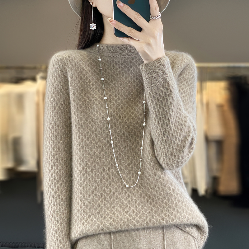 100纯羊毛衫女胖mm秋冬季大码毛衣2024新款内搭可外穿针织打底衫