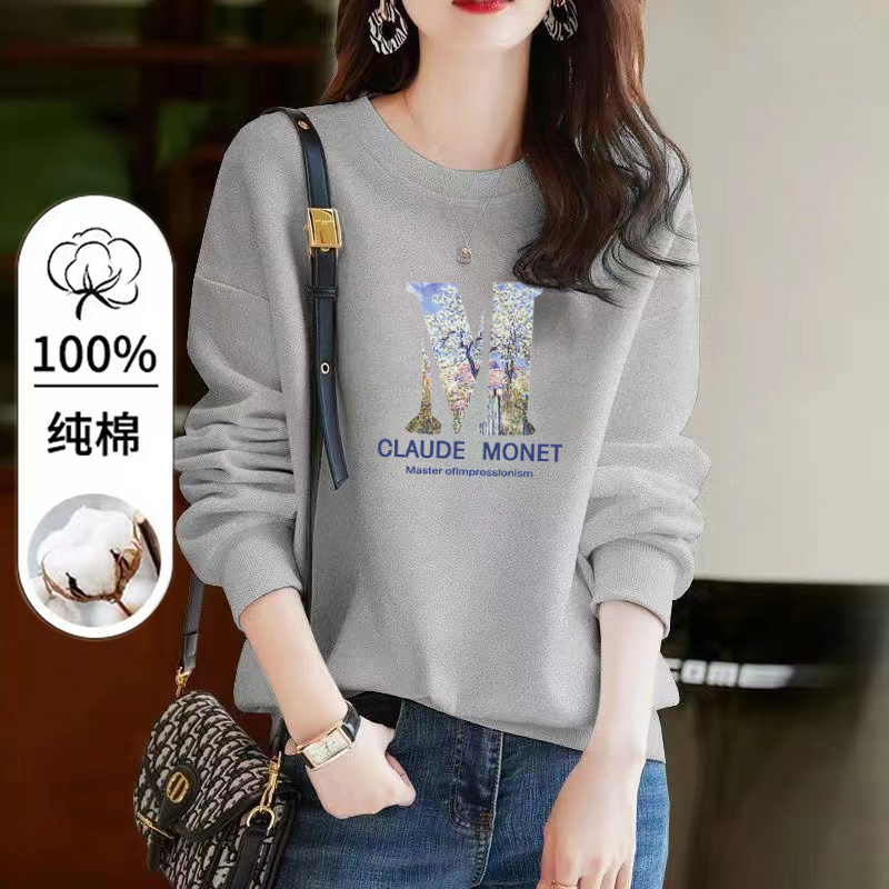 100%纯棉卫衣女款爆款2025新款正品春秋韩版时尚显瘦新款潮牌女装