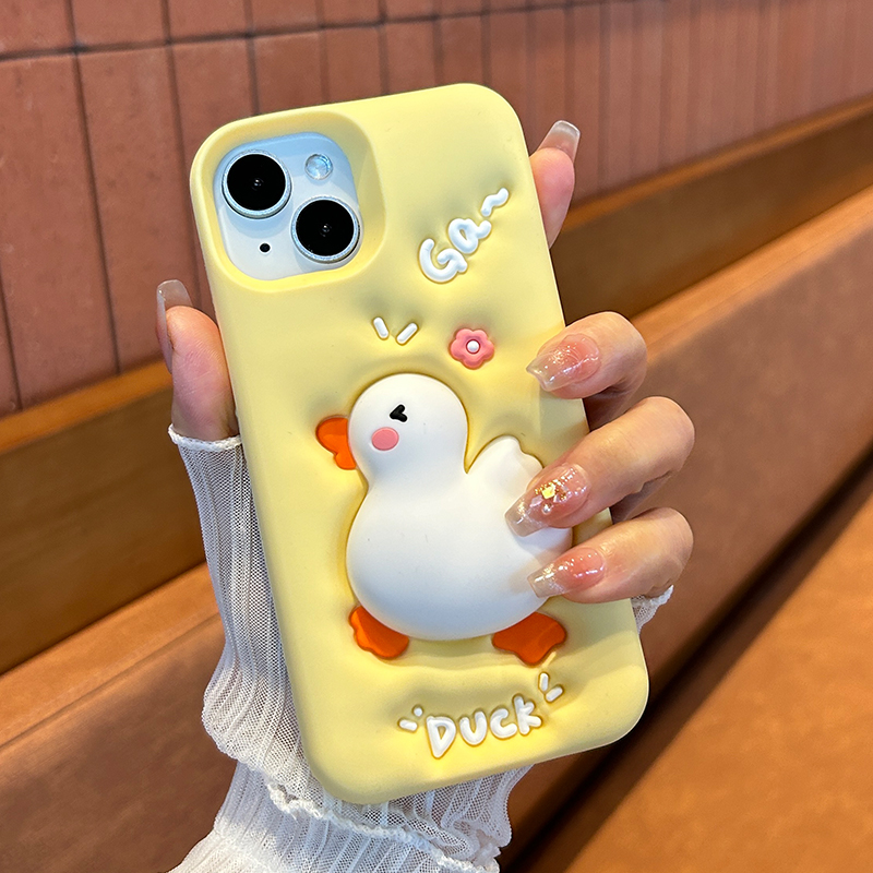 【适用苹果oppo华为vivo荣耀小米】立体鸭子手机壳可爱全包防摔硅胶